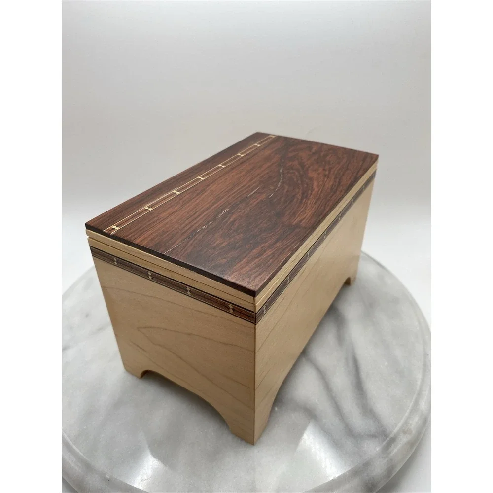 Maple Wood Trinket/Jewelry Box /Removeable Lid/ Inlay Wood 7
